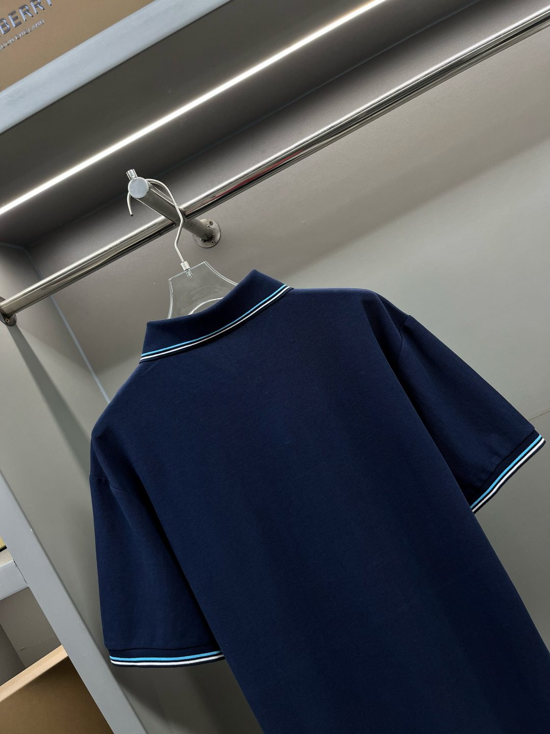 Burberry Striped Collar Polo Shirt Navy