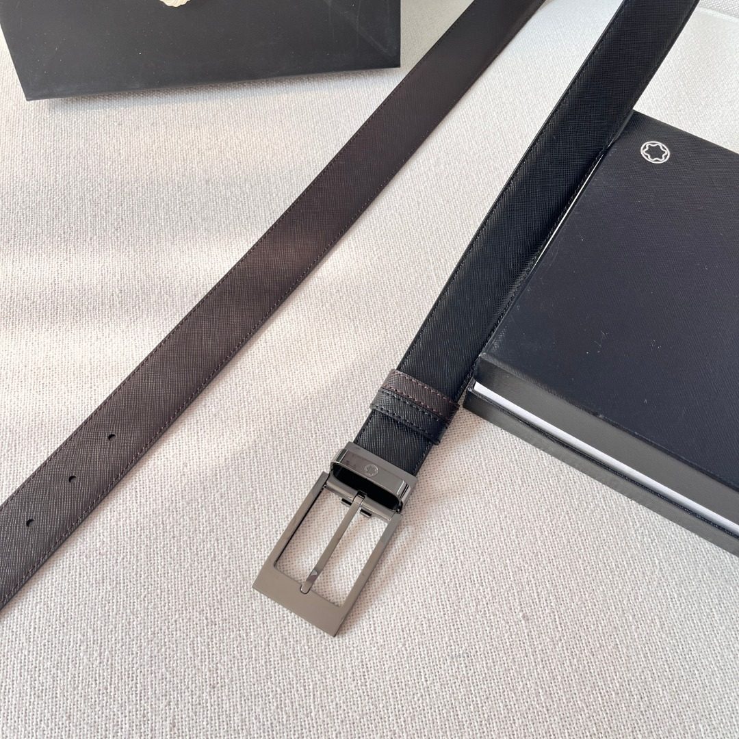 Luxury Reversible Leather Belt with Metal Buckle