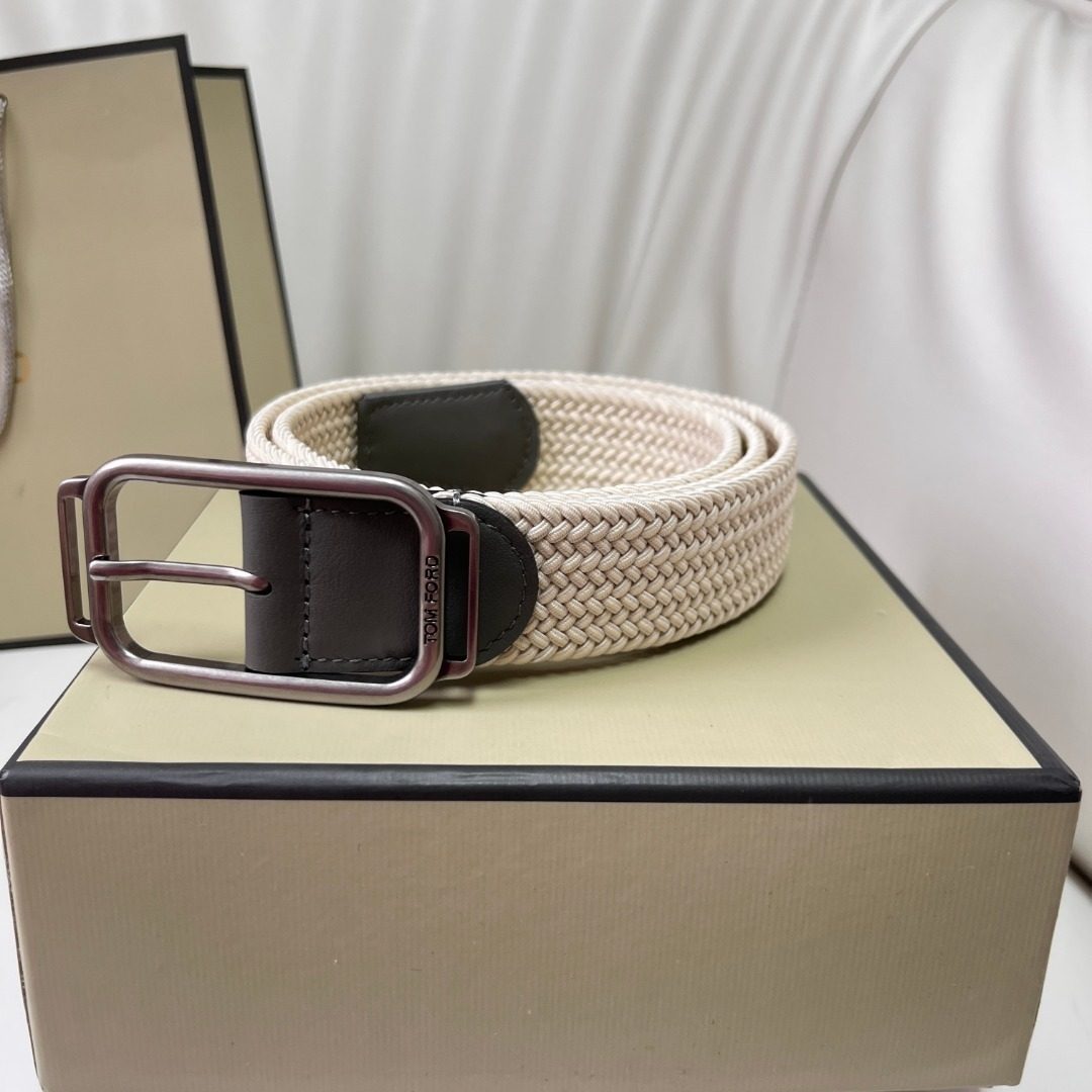 Tom Ford Woven Canvas Leather Belt