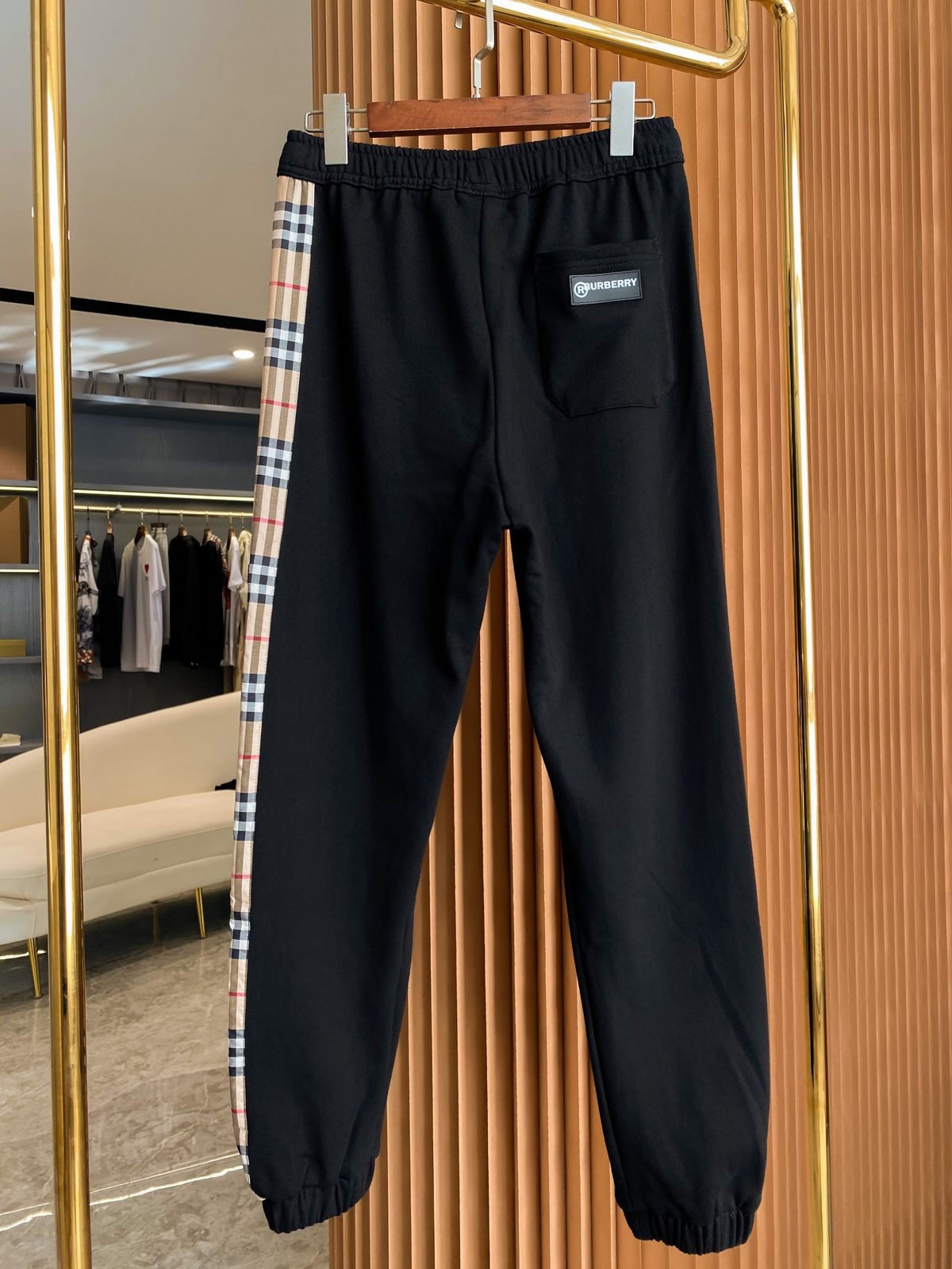 Burberry Check-Trim Black Jogger Pants