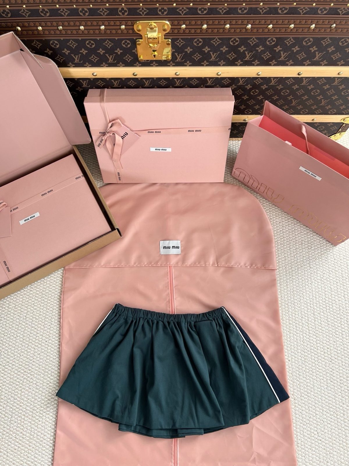 Miu Miu Color-Block Athletic Shorts