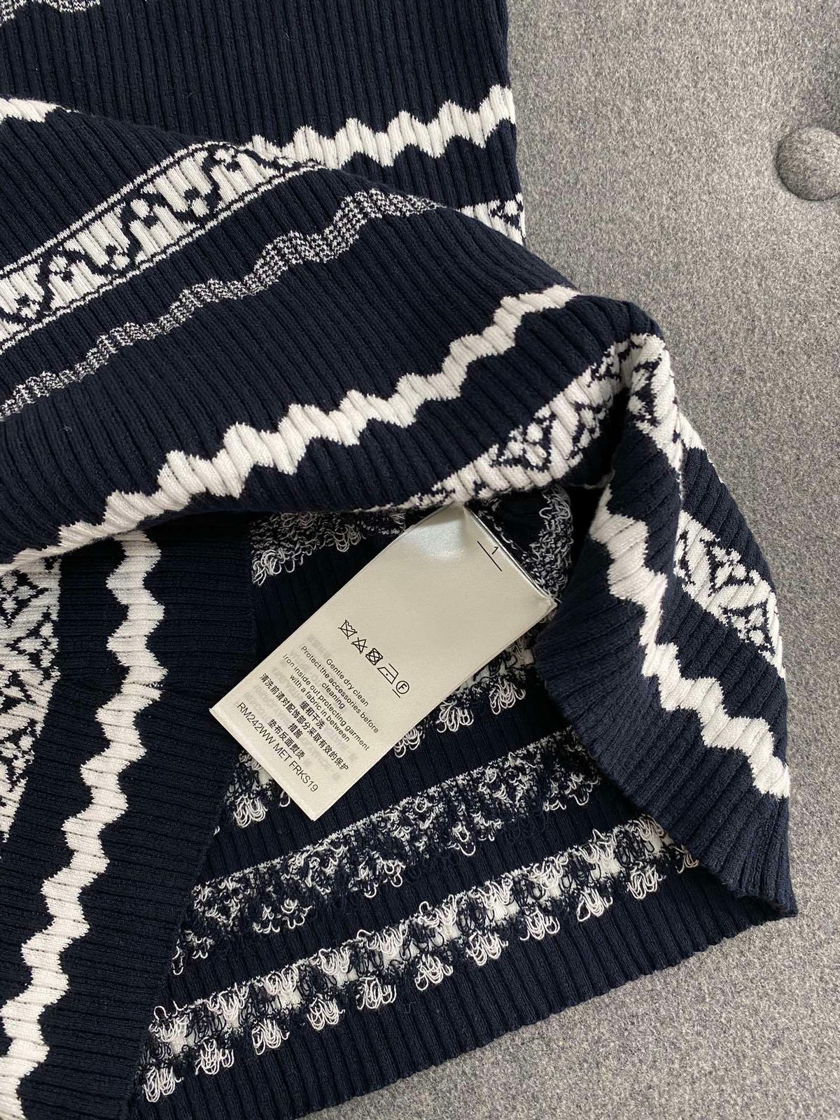 Navy and White Striped Knit Short Sleeve Top