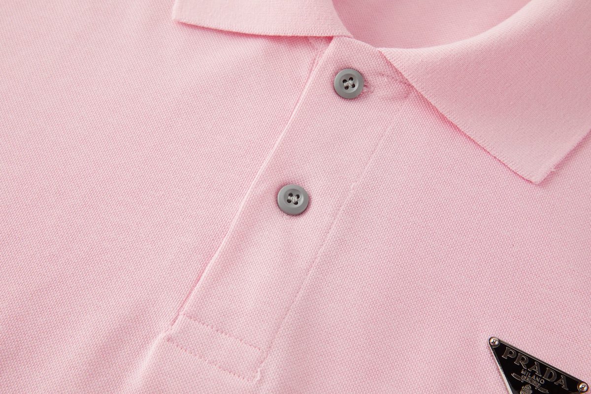 Prada Men's Pink Cotton Polo Shirt