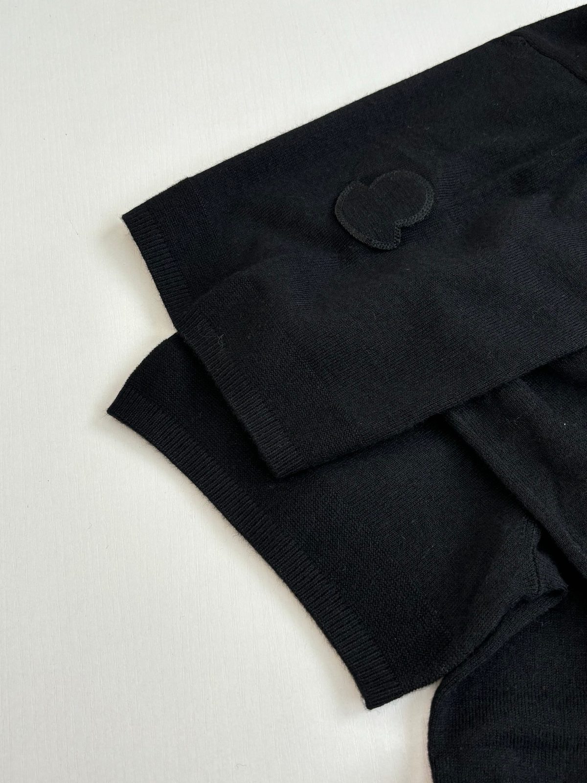 Black Knit Cardigan with Monogram Button