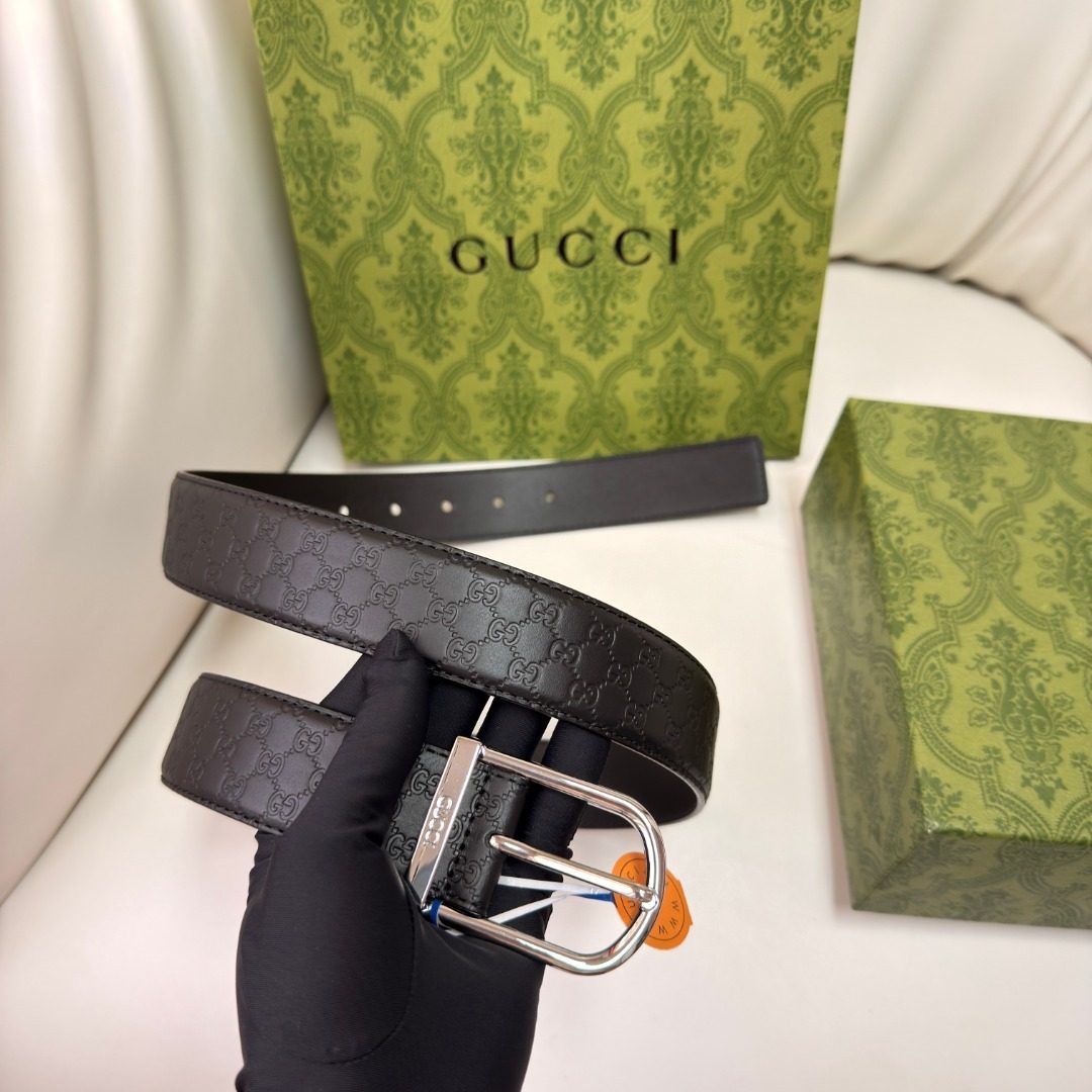 Gucci GG Monogram Leather Belt