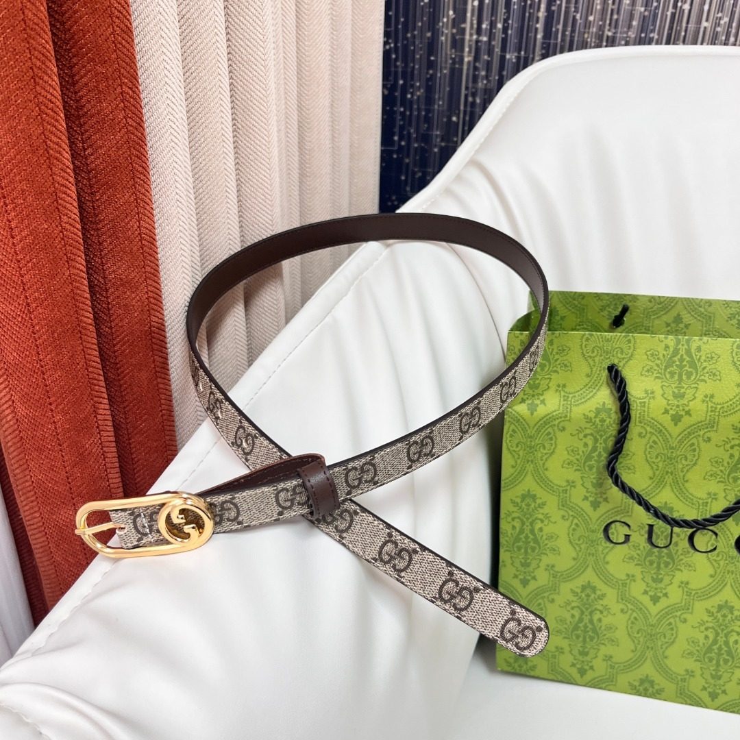 Gucci GG Monogram Canvas Leather Belt