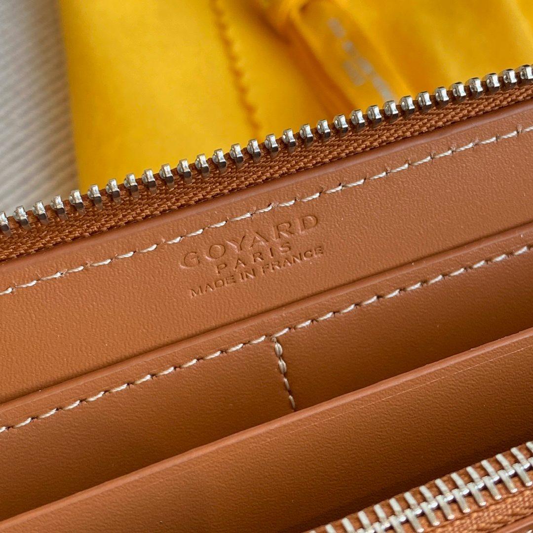 Goyard Leather Zip Wallet Tan