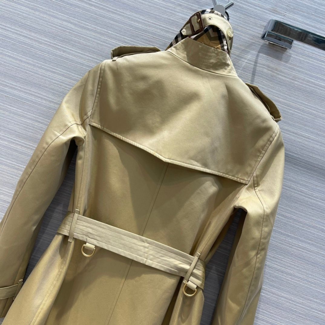 Cream Wool Blend Trench Coat with Belt
