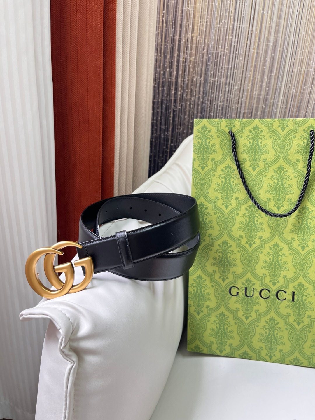 Gucci GG Marmont Black Leather Belt