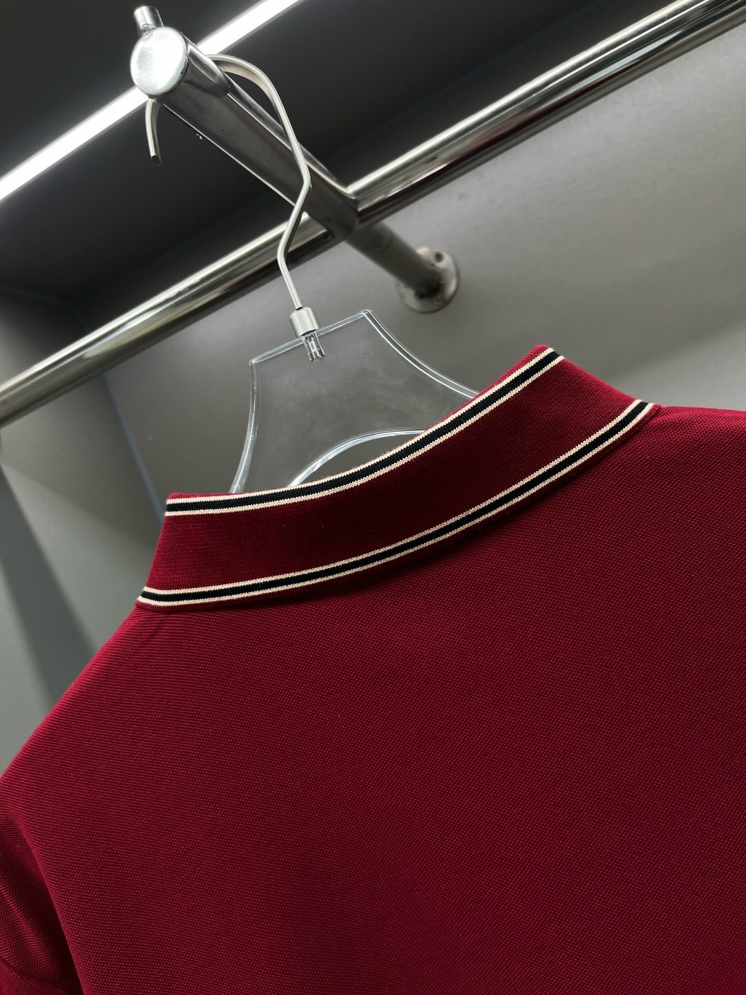 Gucci Striped Collar Polo Shirt Red