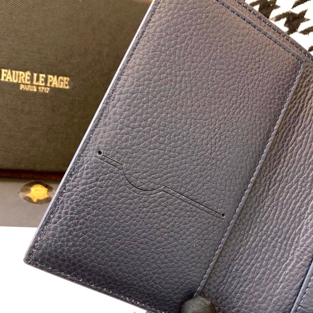 Fauré Le Page Navy Leather Passport Wallet
