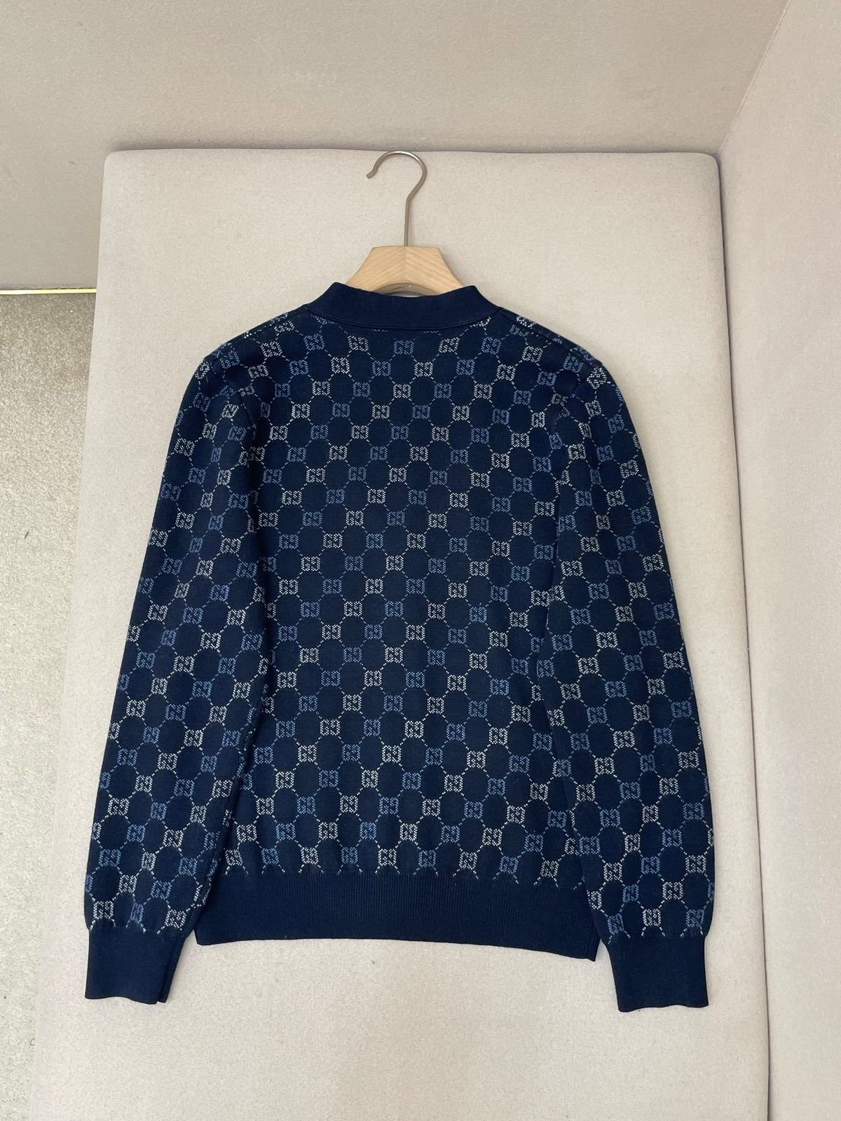 Gucci GG Monogram Knit Cardigan Navy