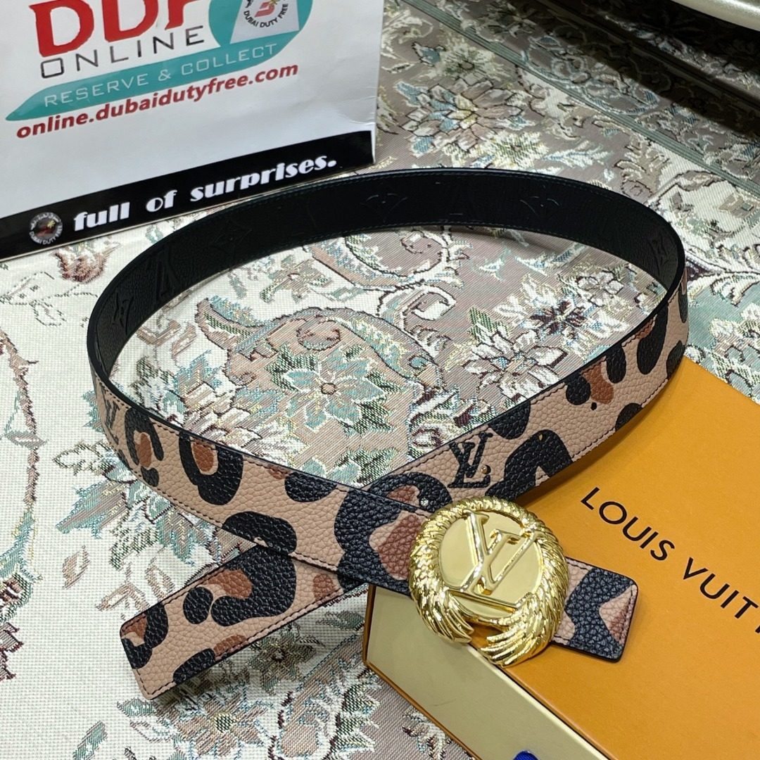 Louis Vuitton Monogram Leopard Print Leather Belt