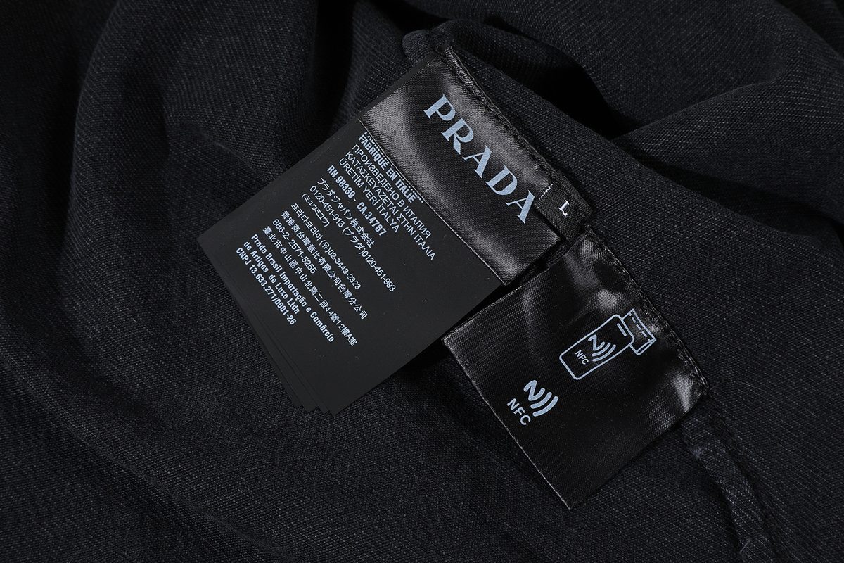 Prada Triangle Logo Denim Short Sleeve Shirt
