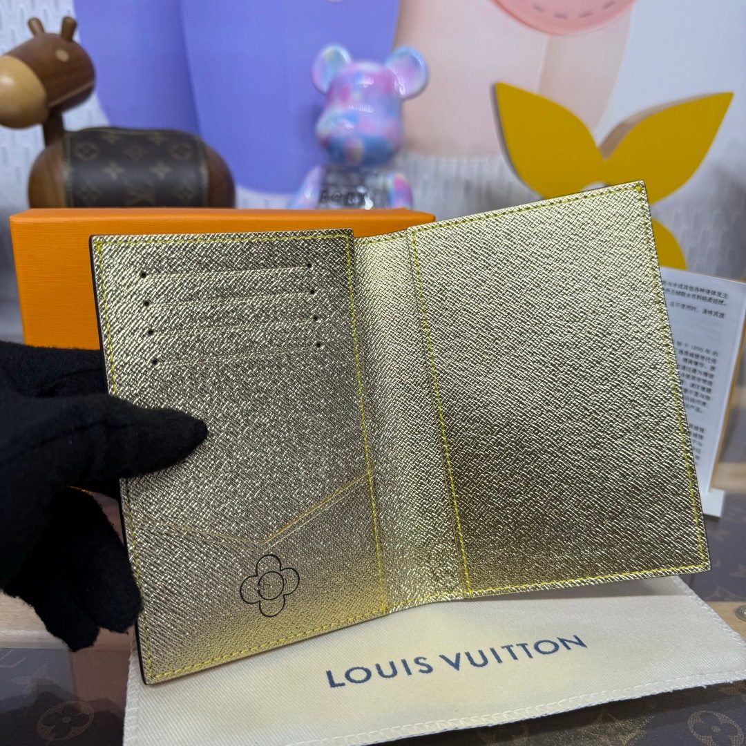 Louis Vuitton Gold Saffiano Leather Wallet