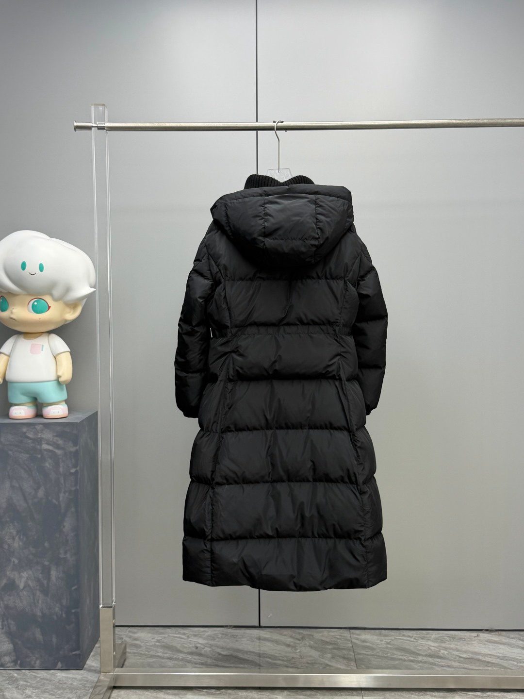 Black Quilted Puffer Jacket with Hood