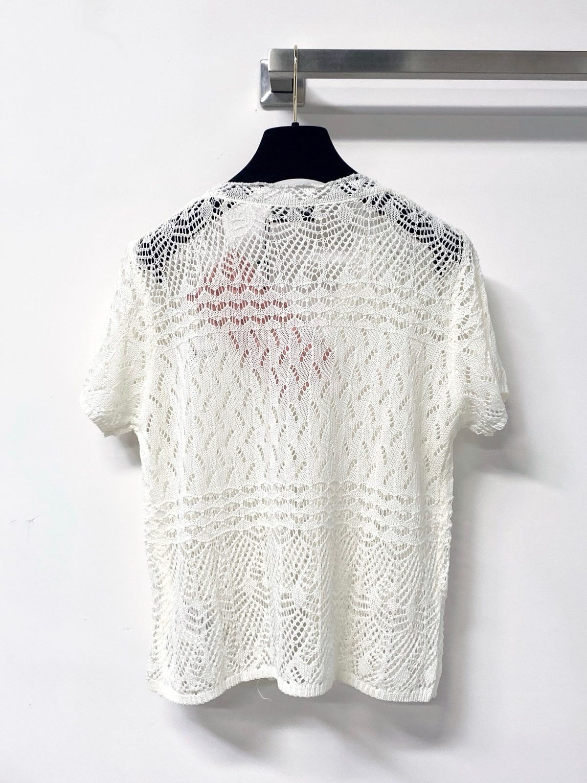 Miu Miu Lace Button-Front Short-Sleeve Cardigan