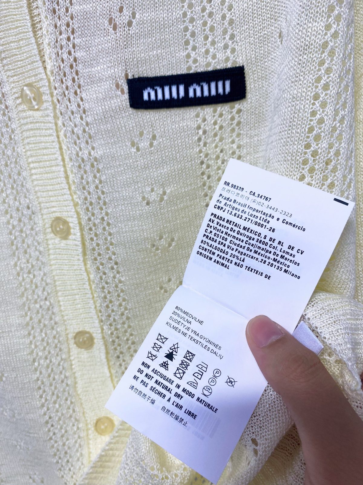 Miu Miu Pointelle Knit Cardigan Sweater