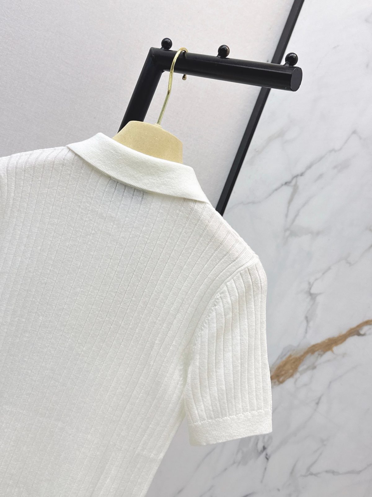 Miu Miu Ribbed Polo Shirt White