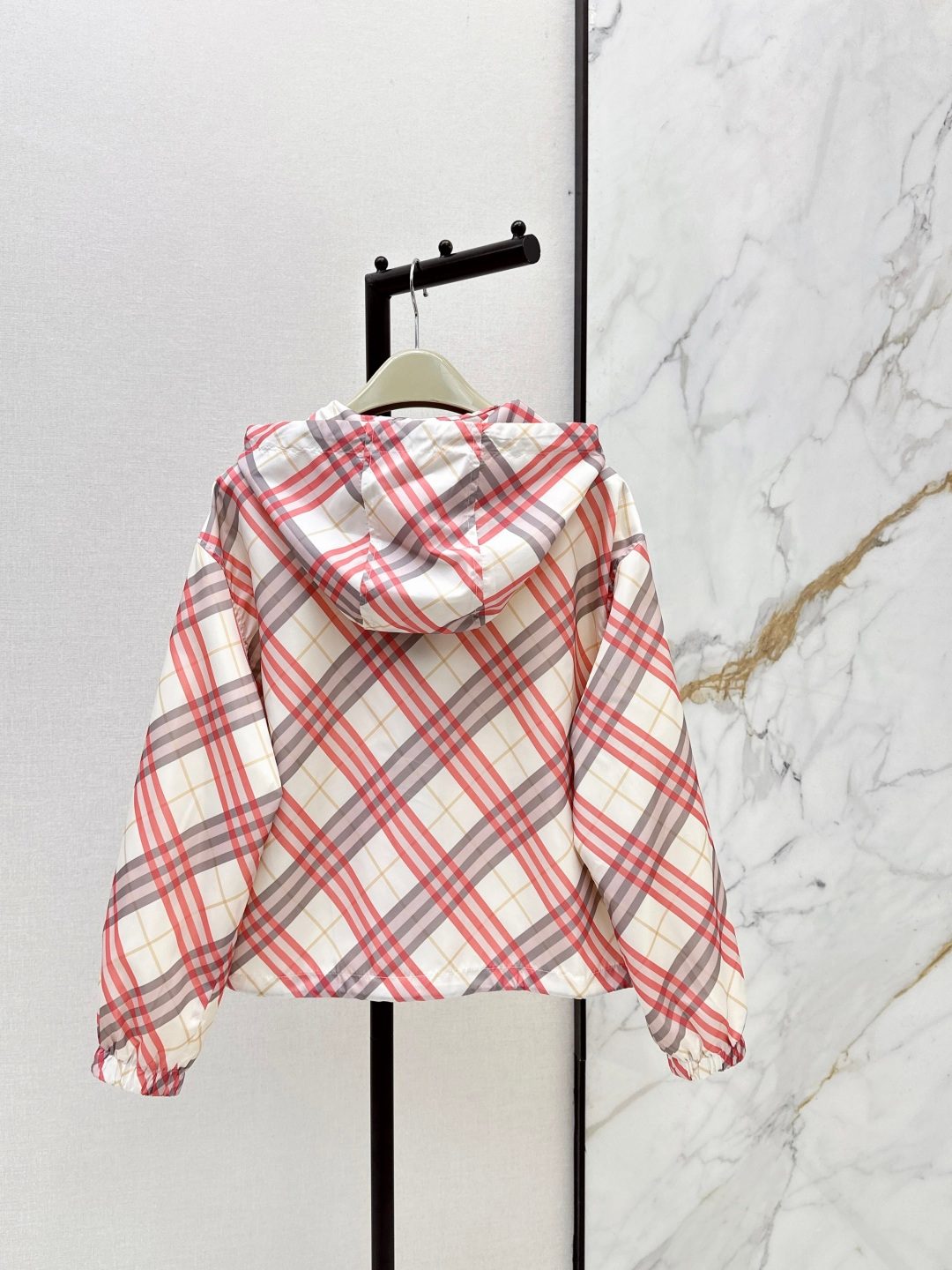 Burberry Plaid Hooded Windbreaker Jacket