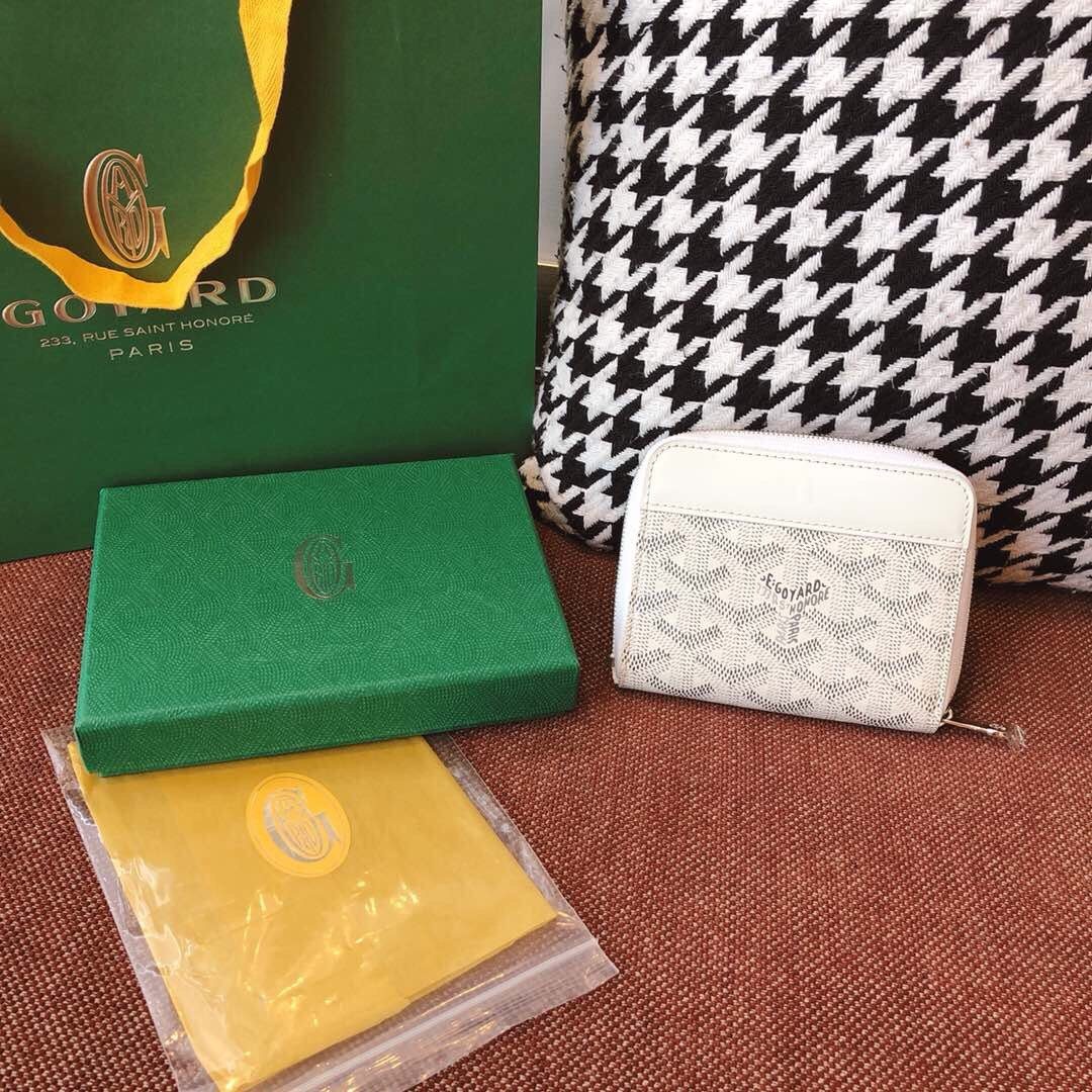 Goyard Monogram Zip Wallet White