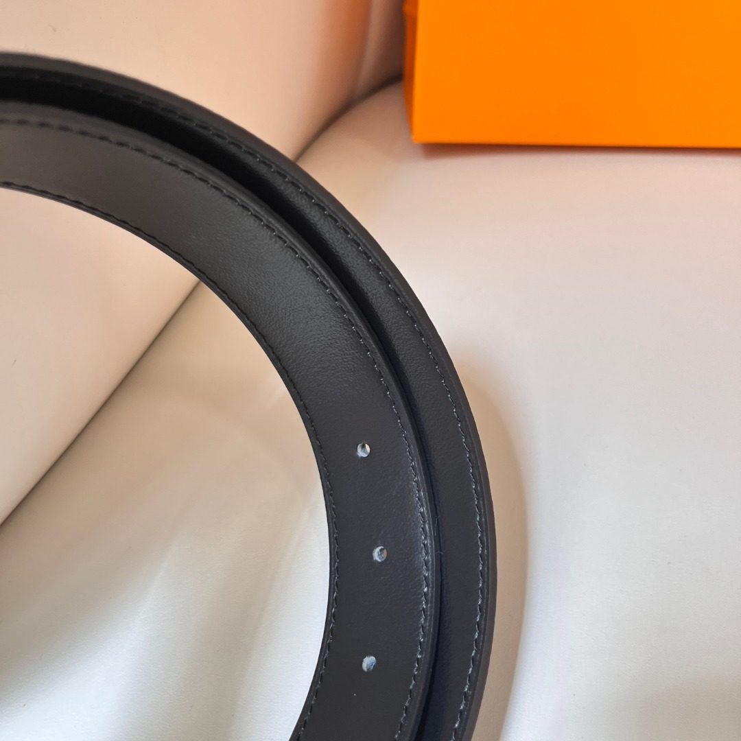 Hermès Leather Belt with Gold Buckle