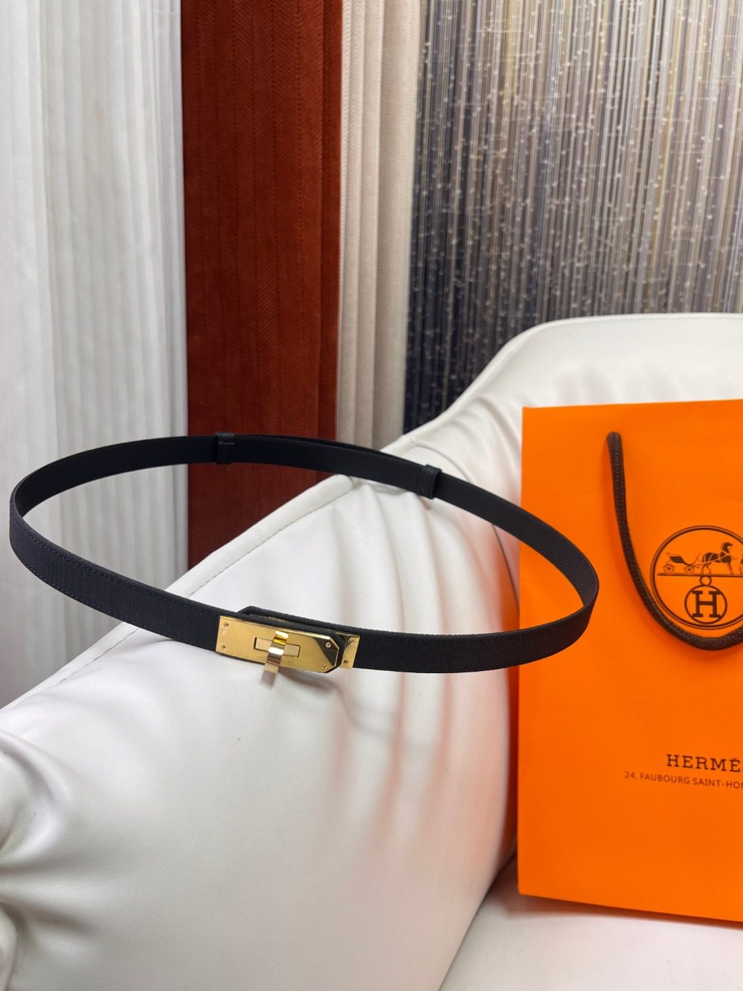 Hermès Epsom Leather Belt with Gold Buckle
