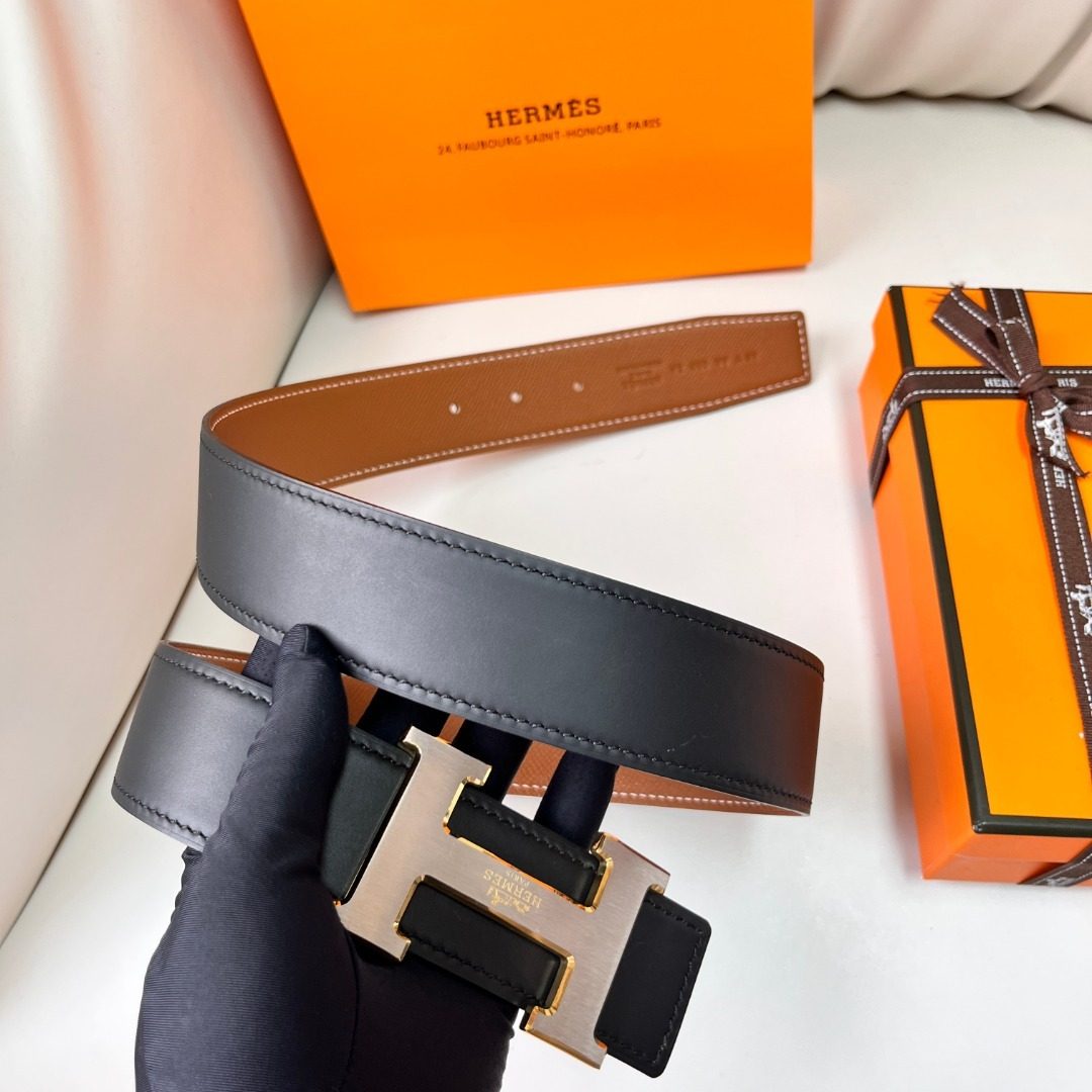 Hermès H Reversible Leather Belt