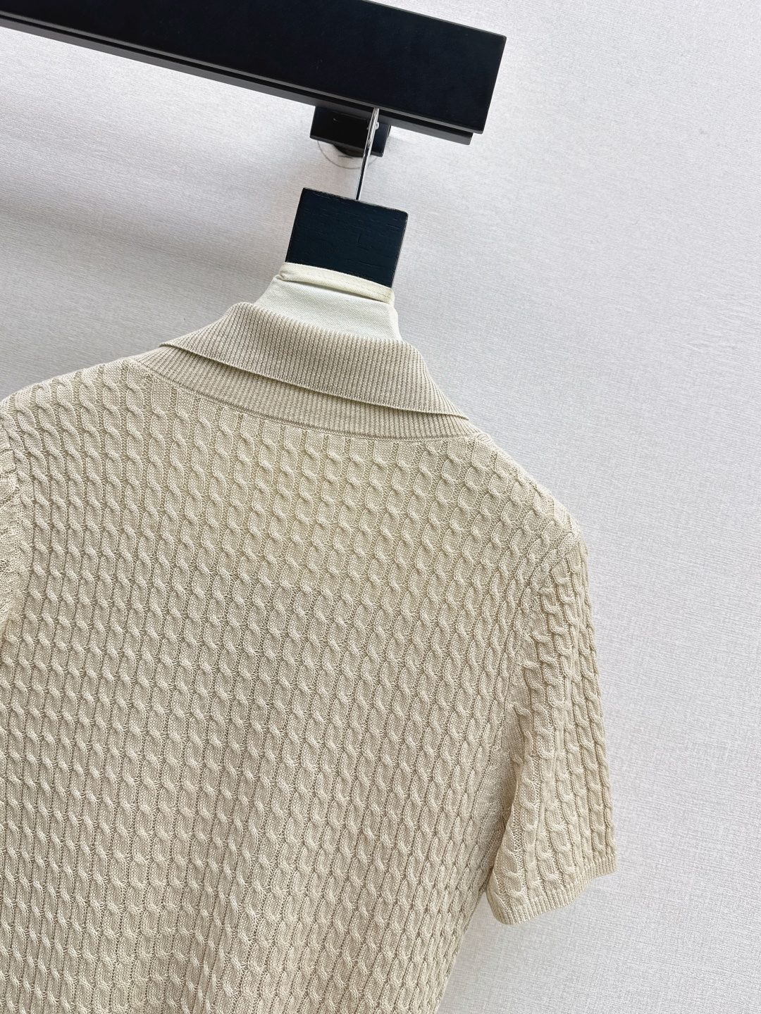 Textured Knit Polo Shirt with Collar
