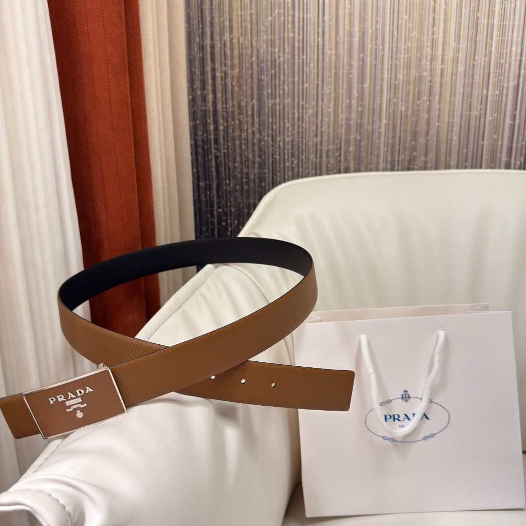 Prada Saffiano Leather Reversible Belt