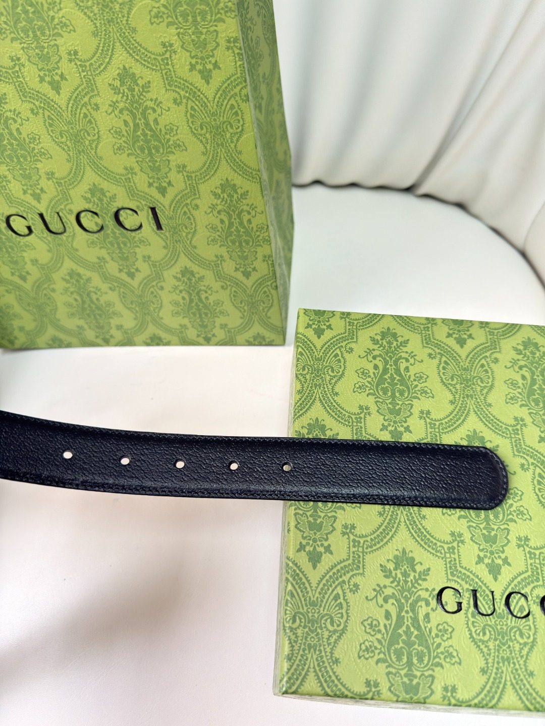 Gucci Reversible Leather Belt with Gold Buckle