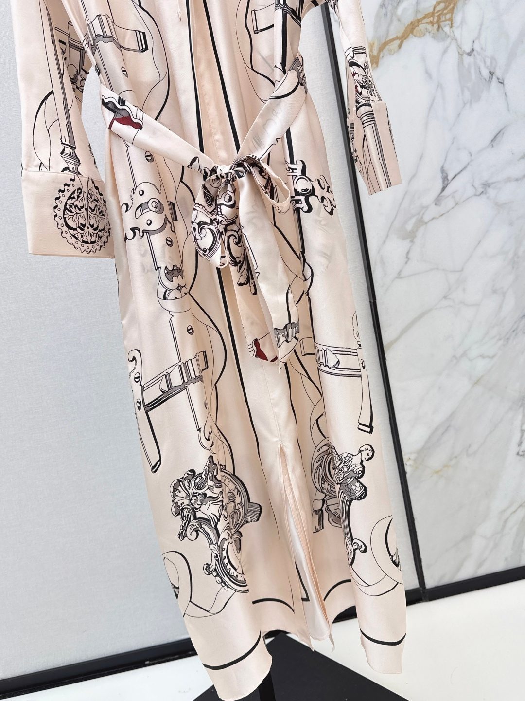 Luxury Baroque Print Silk Shirt Dress
