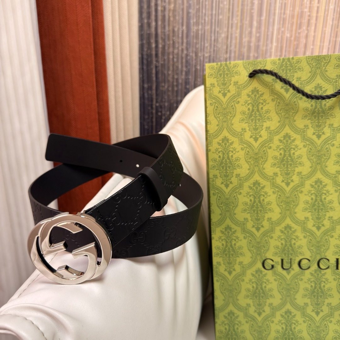 Gucci GG Marmont Black Leather Belt