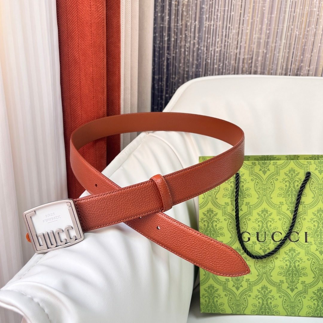 Gucci Leather Belt with Square Buckle