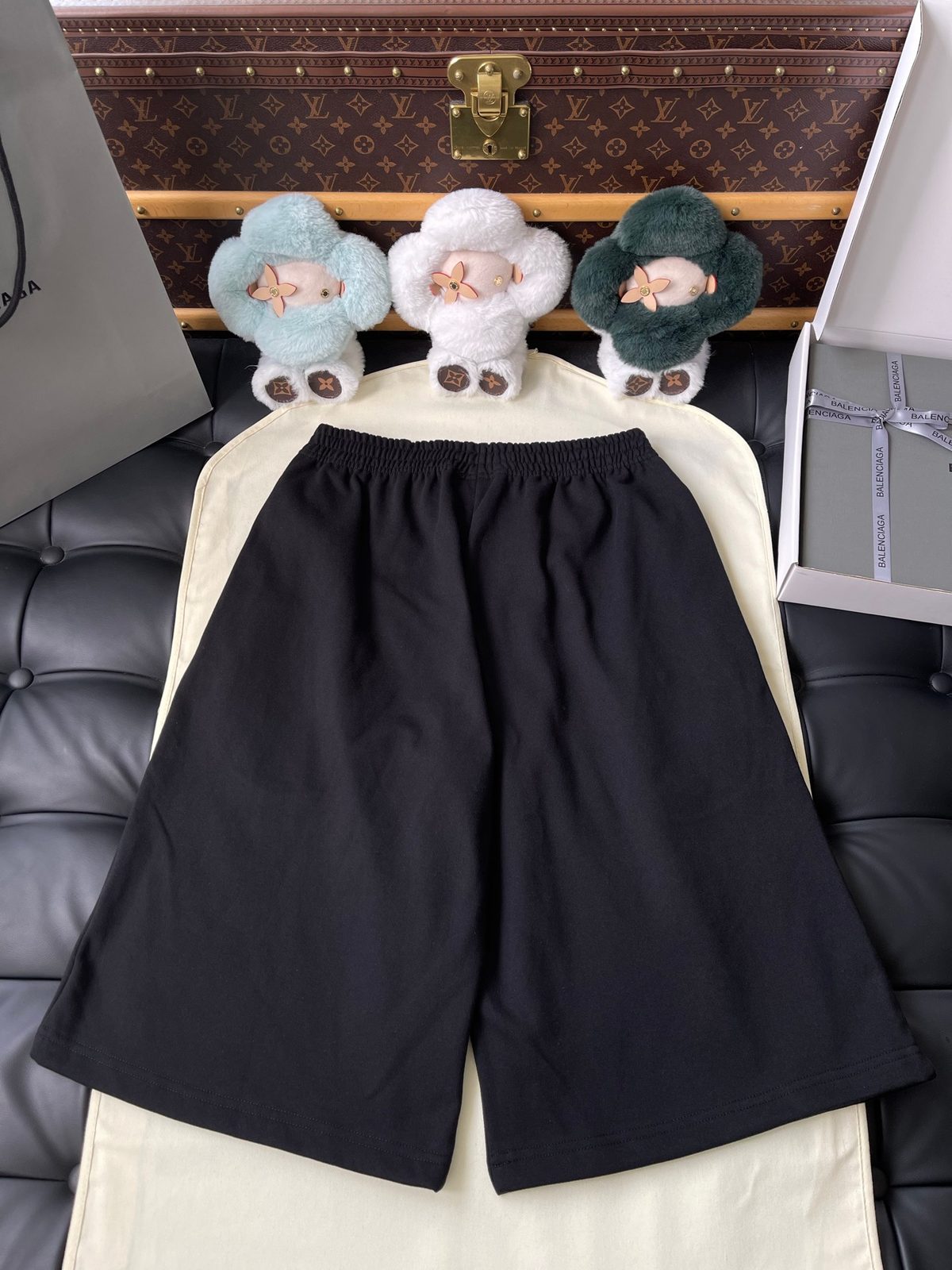 Balenciaga Black Elastic Waist Shorts