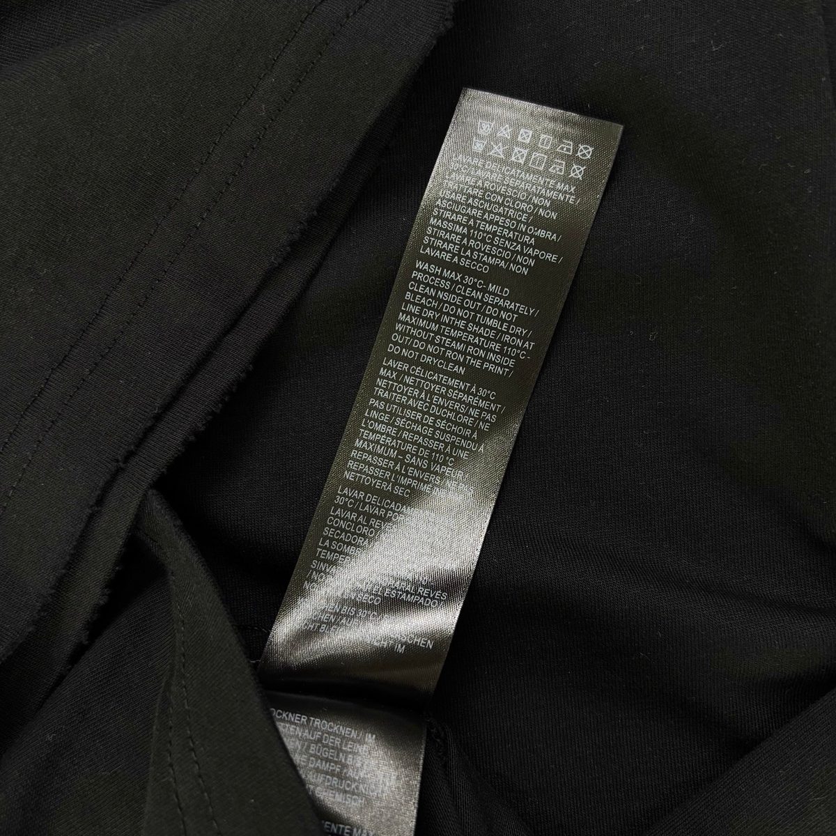 Black Crewneck T-Shirt with Care Instructions