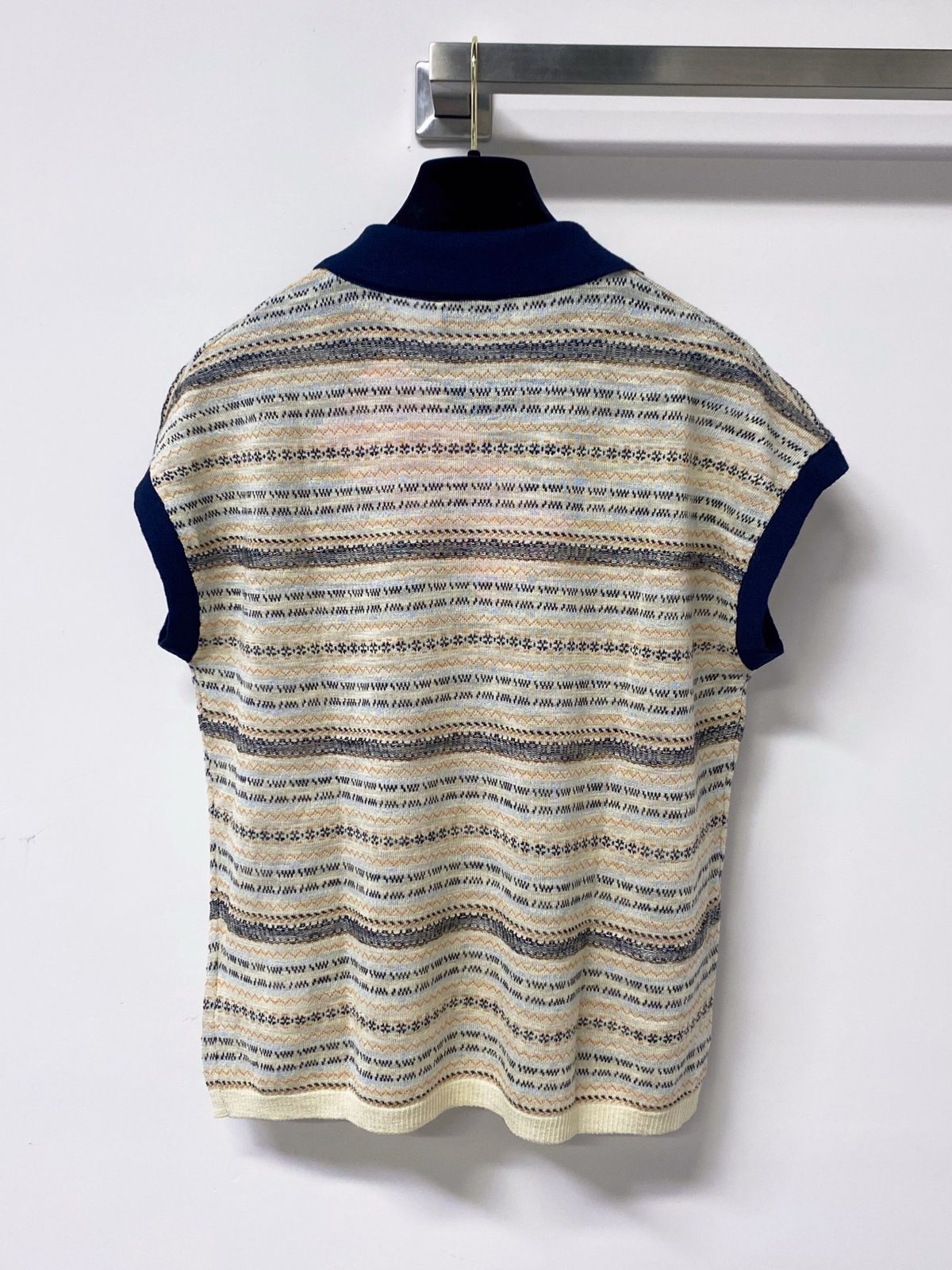 Miu Miu Striped Knit Polo Shirt