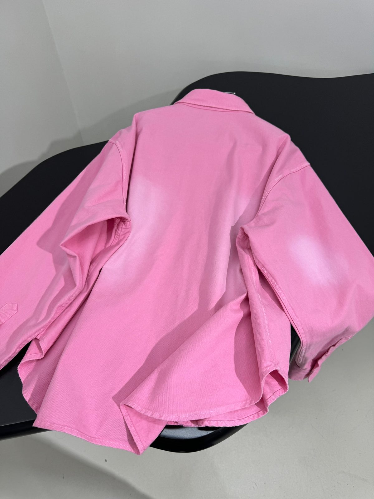 Pink Cotton Button-Up Shirt Jacket
