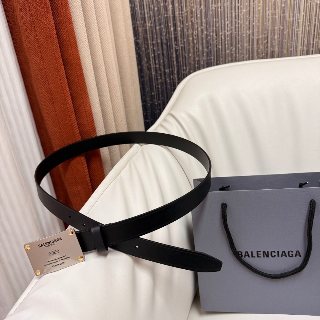 Balenciaga Black Leather Belt