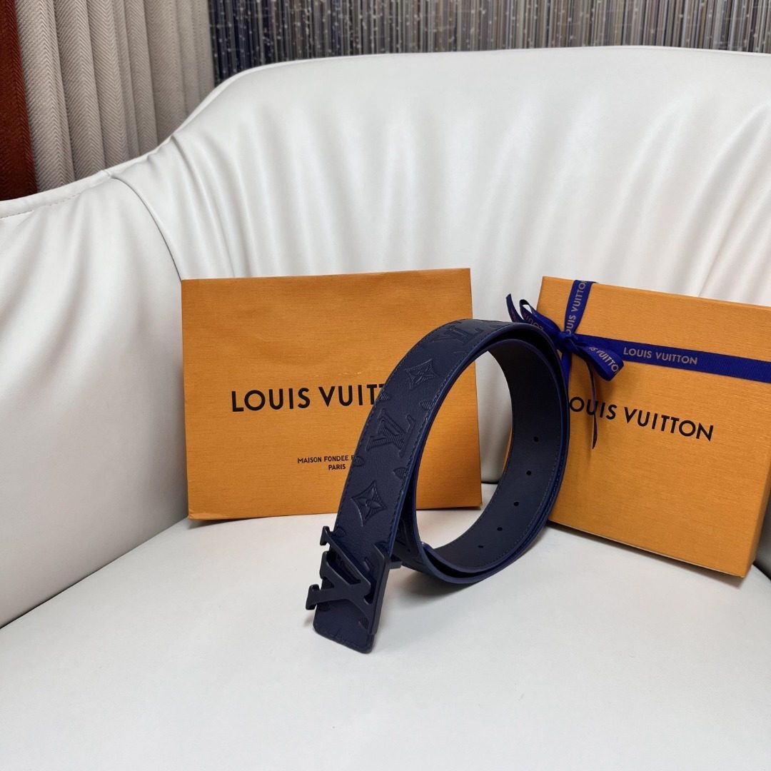Louis Vuitton Monogram Leather Belt Navy