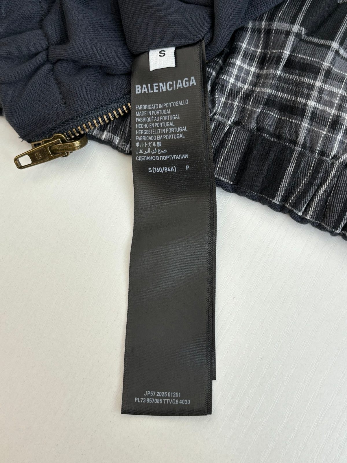 Balenciaga Plaid Reversible Hooded Jacket