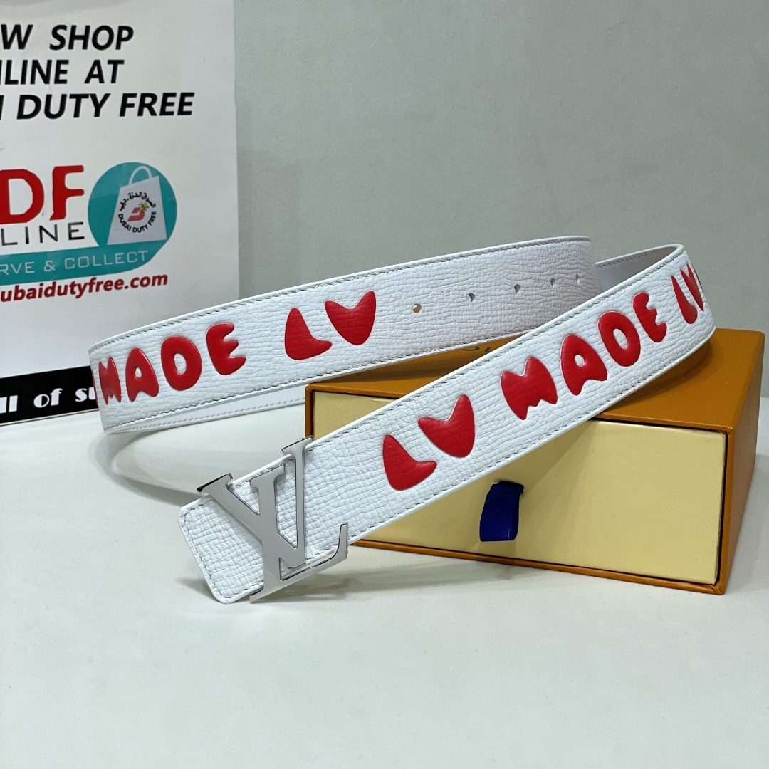 Louis Vuitton Made Love Leather Belt White