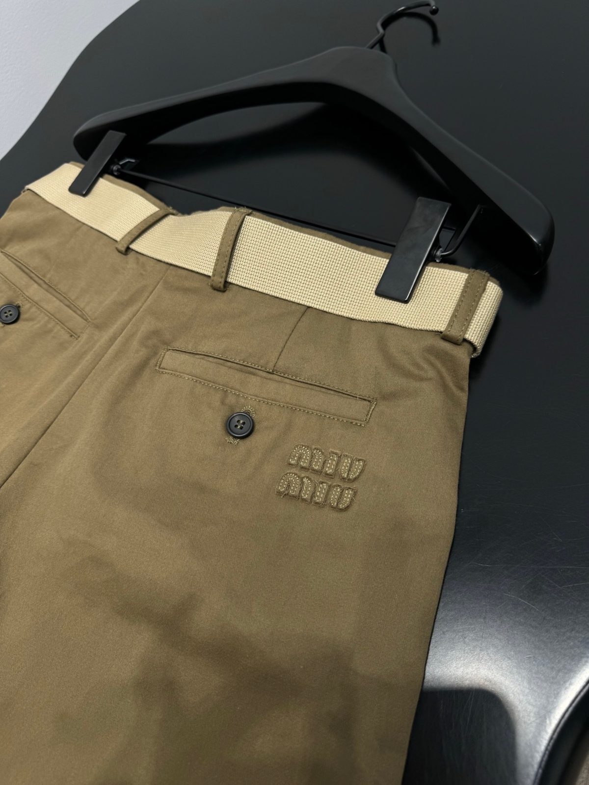 Men's Beige Cotton Chino Shorts with Belt