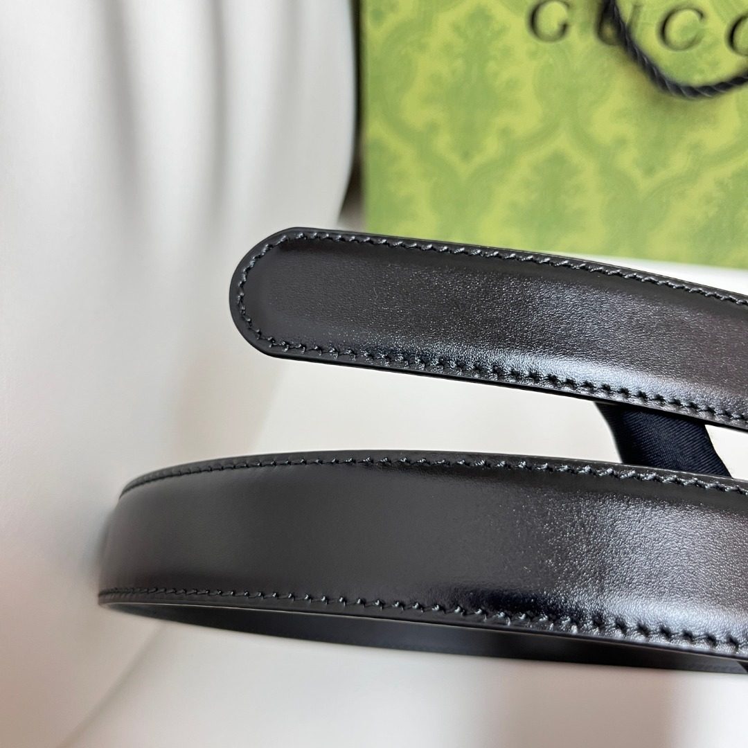 Gucci GG Marmont Black Leather Belt
