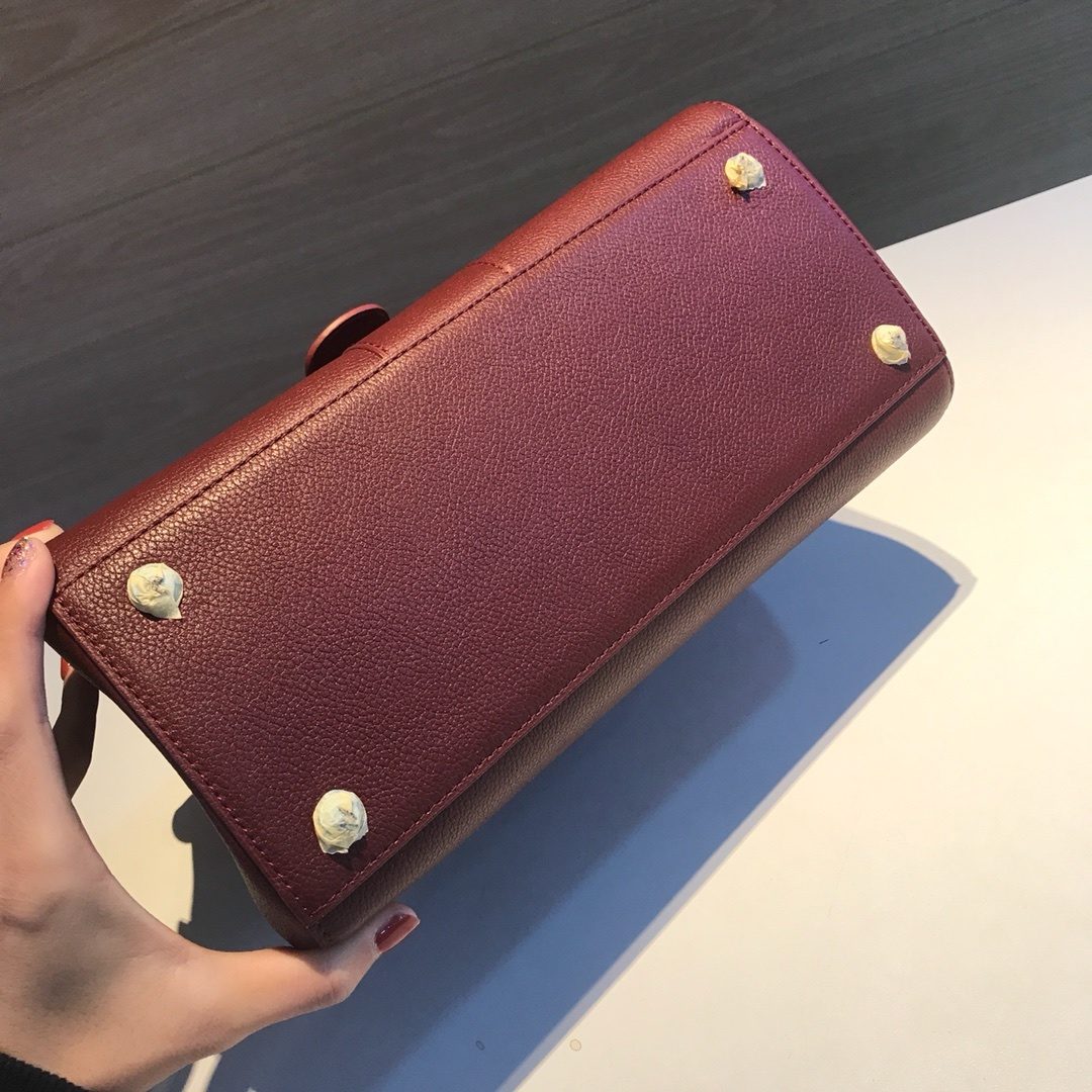 Delvaux Brillant Burgundy Leather Handbag