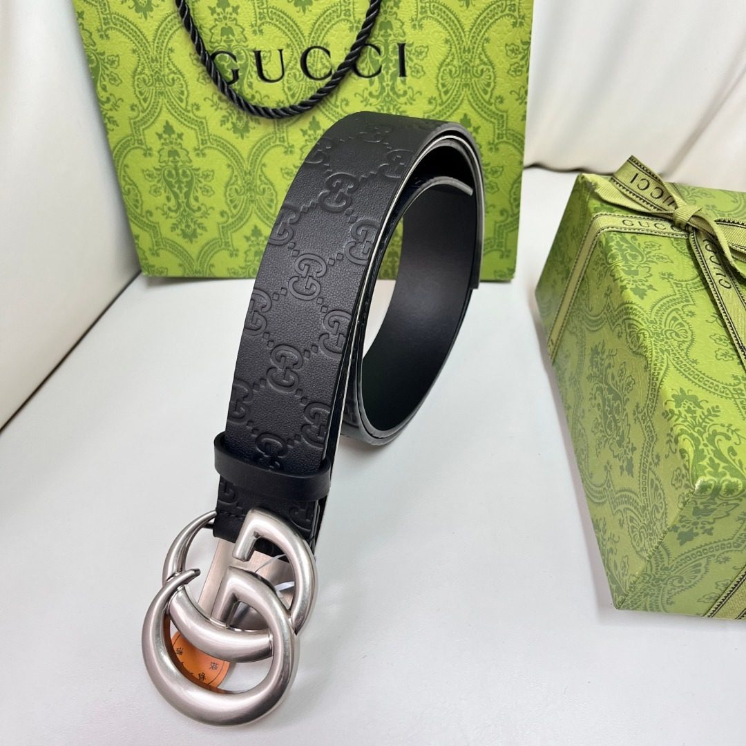 Gucci GG Embossed Leather Belt