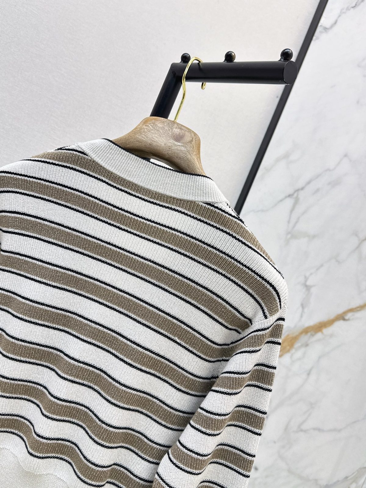 Striped Knit Cardigan Sweater
