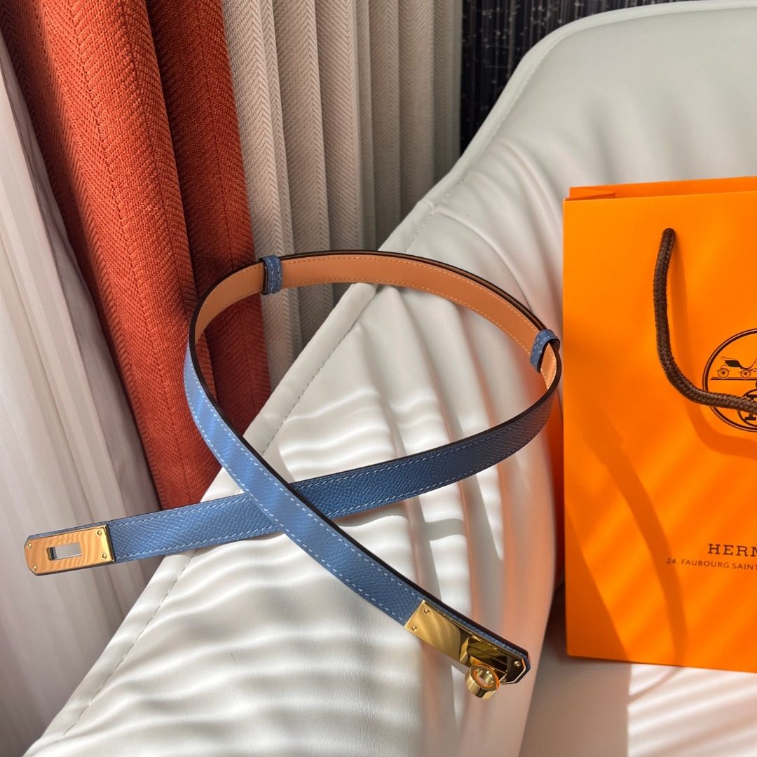 Hermès Reversible Leather Belt with Gold Hardware