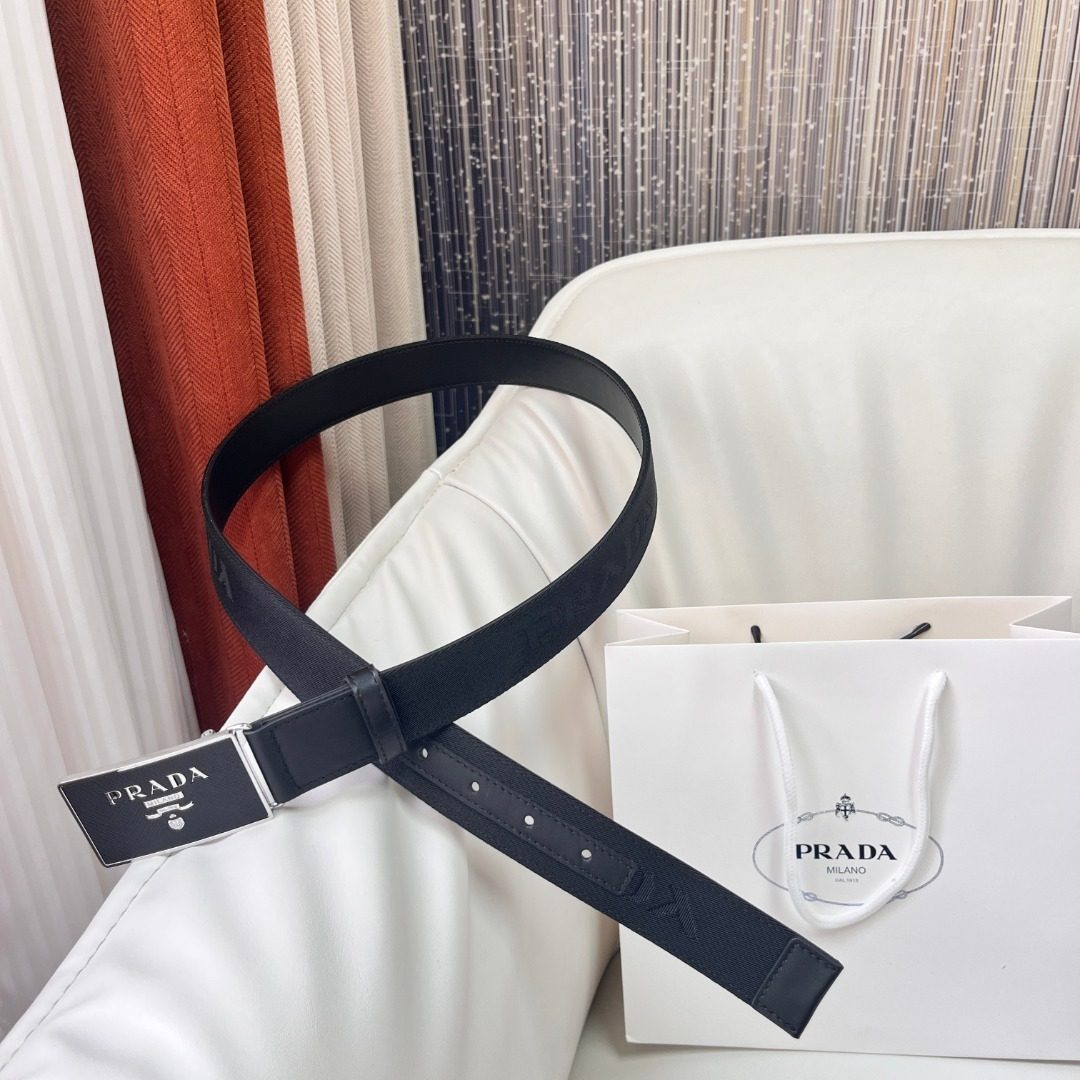 Prada Saffiano Leather Belt Black