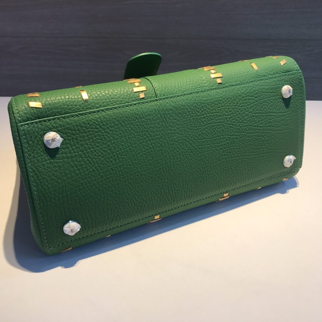 Delvaux Brillant Green Leather Shoulder Bag